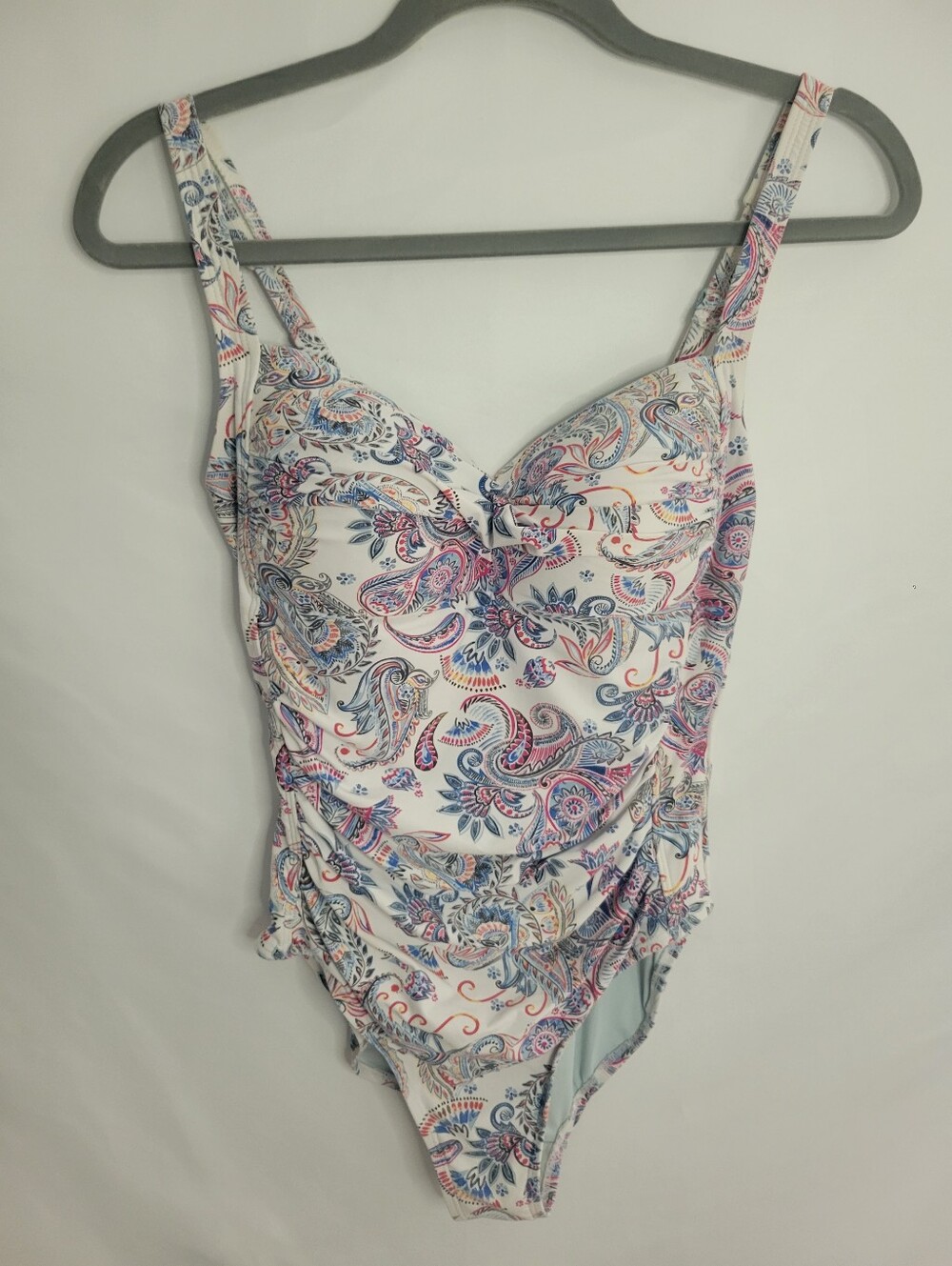Women's Paisley One-Piece Swimsuit - White with Multicolor Print